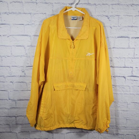 Reebok Other - Vintage 90’s Reebok Windbreaker 1/2 Zip Jacket Yellow Size XL